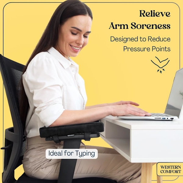 WESTERN COMFORT Tykke Armlener til Kontorstol - Armbeskyttere til Kontorstol - Armlenpute (Flat)
