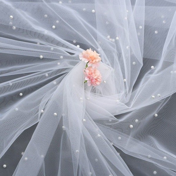 Helmihääliina kammalla - Hääliina white 75cm