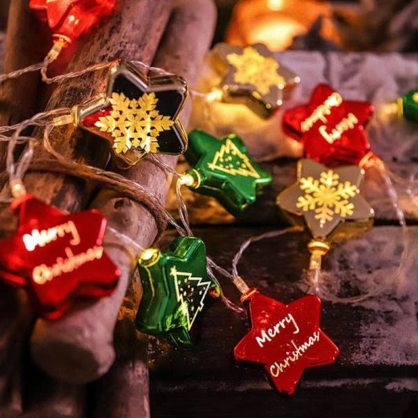 LED-lysstreng med julemotiv - Julemand, Snemand, Rendeer - Festlig atmosfære - Batteri & USB - Juletræspynt N 2M 10led USB