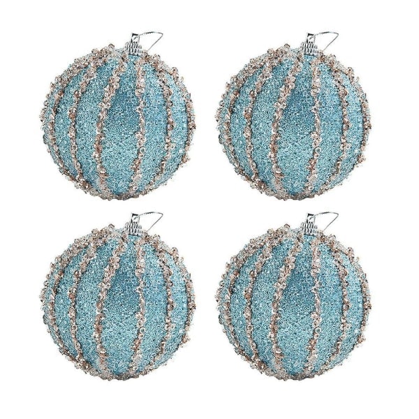 4 stk 8 cm julekule glitter skum ornamenter julepynt