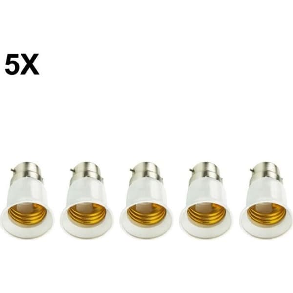 5 stk B22 til E27 sokkel belysningstilbehør basepluggadapteromformer for LED-lampepære bajonettskrupære