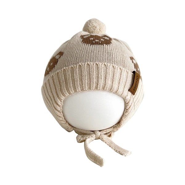 Mjuk och bekväm baby Lovely björn-mönstrad baby Tjock och varm stickad mössa Bekväm att bära