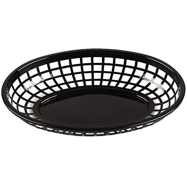12 stk. ovale serveringsplatter af plast til fastfood, morgenmad, middagstallerkener, pommes frites, kage