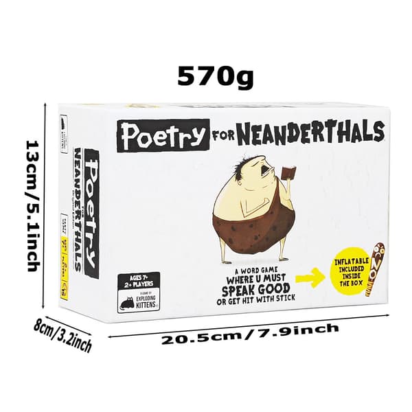 Poetry for Neanderthals by Exploding Kittens, korttipeli aikuisille, teineille ja lapsille, hauskoja perhepelejä.