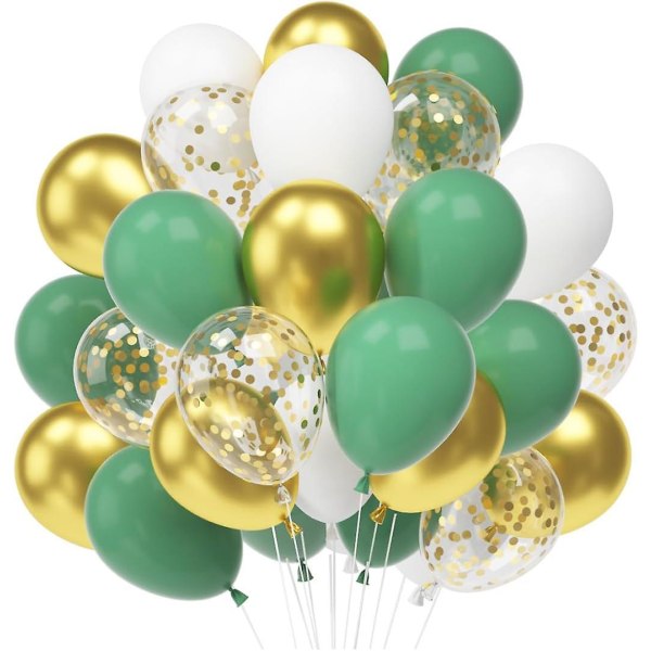 100 stykker olivengrønne balloner, hvidguldsballoner, guldkonfetti latexballoner til fødselsdage, bryllupper, jubilæum, barnedåb, babyshower