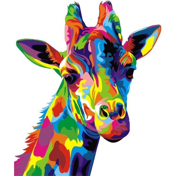 Måla efter siffror för vuxna barn, måla efter nummer-satser Akrylmålning efter siffror för vuxna, söt hund - Färgglad giraff