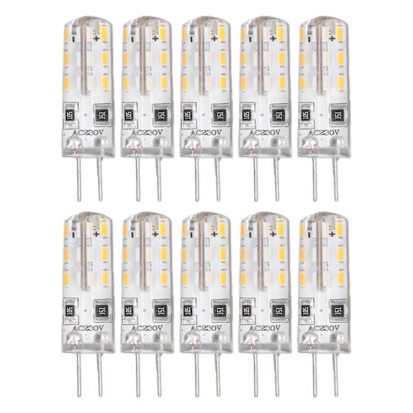 G4 LED-lampor 1,5W AC220V 110LM, 10 st Bi Pin-bas Silikon Varmvitt 3000K, Ersättningslampor för landskapsbelysning
