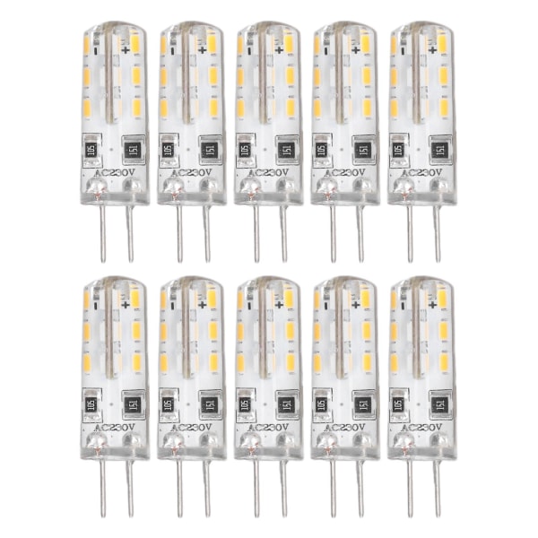 G4 LED-lampor 1,5W AC220V 110LM, 10 st Bi Pin Base Silikon Varmvit 3000K, Byte av landskapslampor