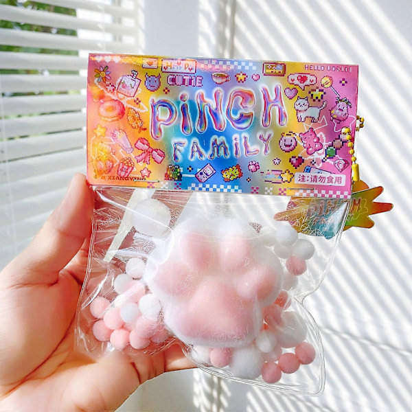 Taba Cat Squishy Legetøj, Kattepote Mochi Squishy Stressaflastende Squishies White
