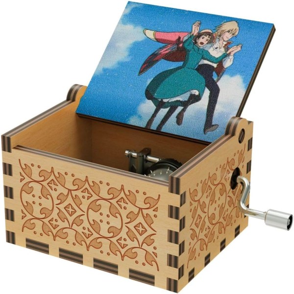 Castle Wood Music Box, Anime Theme Music Merry Go Round of Life Wooden Hand Cranked Musical Boxes New Year Birthday Gift （Wood1）