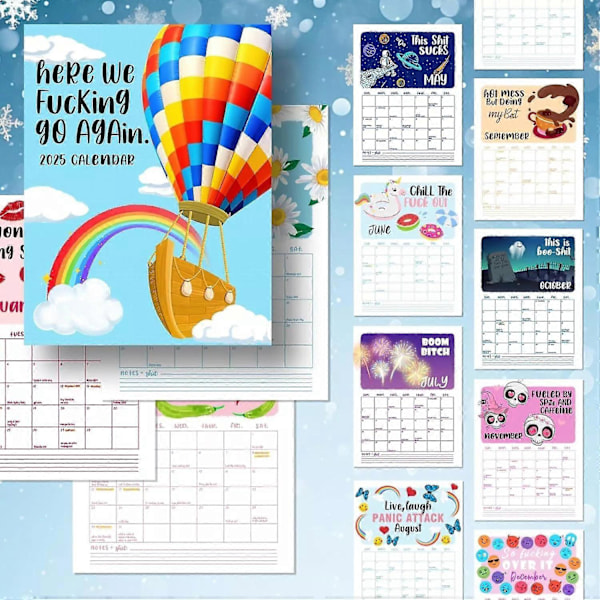 2025 New Here We Fu-cking Go Again Kalender, Sjov Hængende Månedskalender