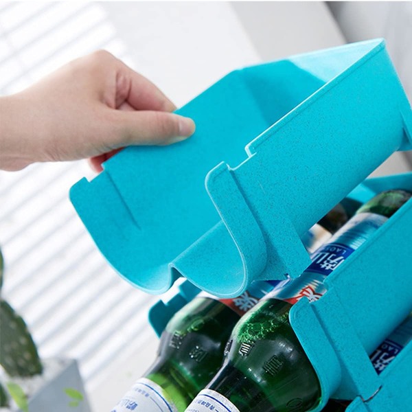 3-paknings plastflaskehylle som kan stables, Kjøleskap Organisering Kjøkken Flaskeoppbevaringsstativ Vinholder Flasker Drikkehylle Displayhylle