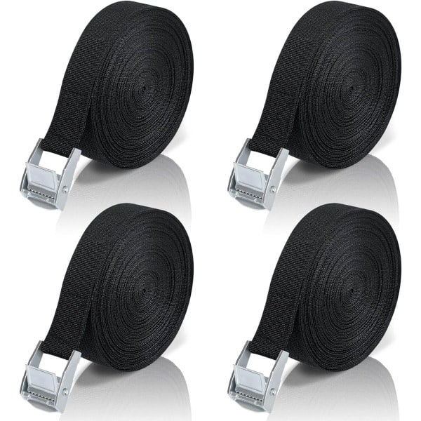 10M Lashing Strap, 4 Pieces Lashing Strap with Zinc Alloy Tightening Buckle to Secure Motorcycle/Car/Bike Carrier/Mobile Power