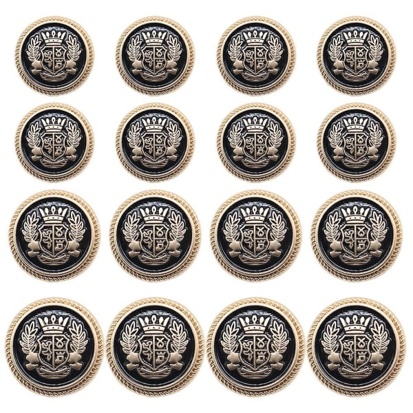 16 Sewing Buttons, Exquisite Alloy Decorative Buttons, British Buttons (2.5X2.5CM, Black)