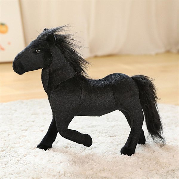 Simuleret Hest Dukke Plyslegetøj Hvid Hest Brun Hest Julegave Sofa Møbel Dekoration Black