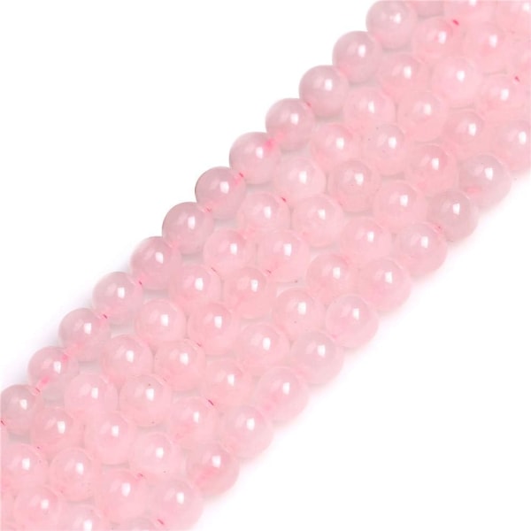 6 mm rosekvarts rund edelsten halvedelløse løse perler for smykkefremstilling 15''