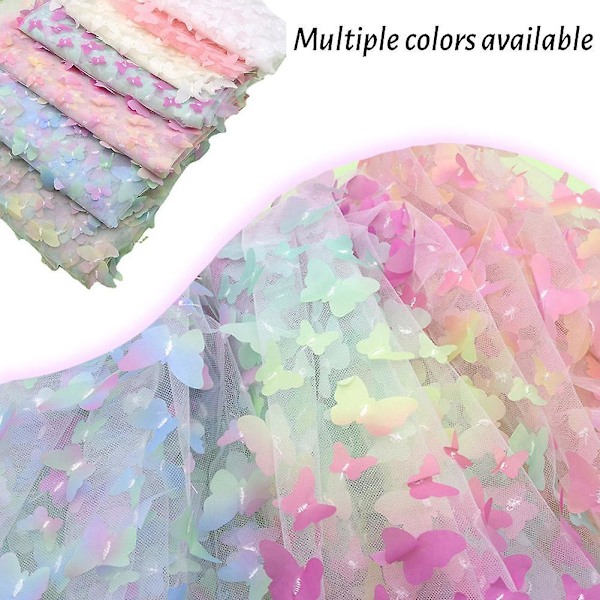 3D Butterfly Lace Stoff Gradient Rosa Blå Tyll Stoff Regnbue Mesh Stoff Gradient Red