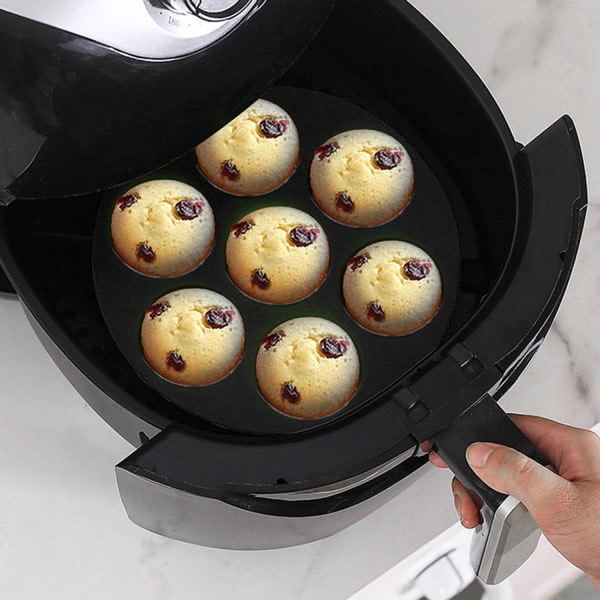 Airfryer Muffinform i silikone - Perfekt til 7 muffins! Sort
