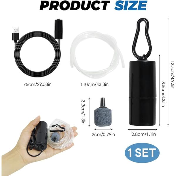 Mini akvarie-luftpump, akvarie-syrepump, energibesparande 1W syrepump