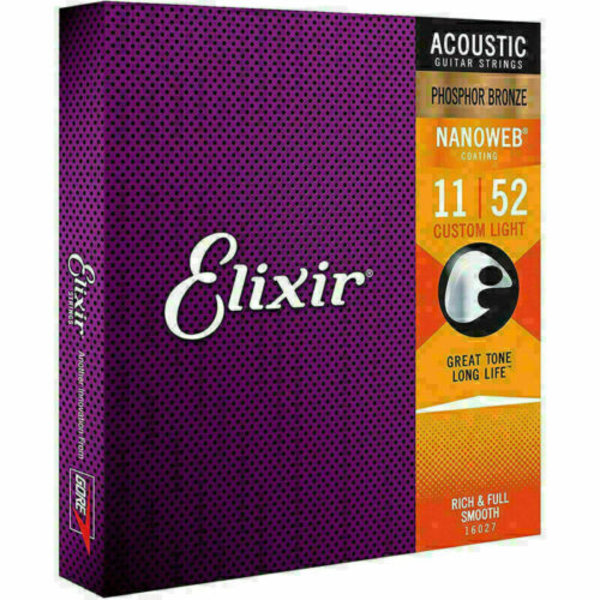Elixir Acoustic Guitar Strings Nanoweb Phosphor Bronze Light 16027