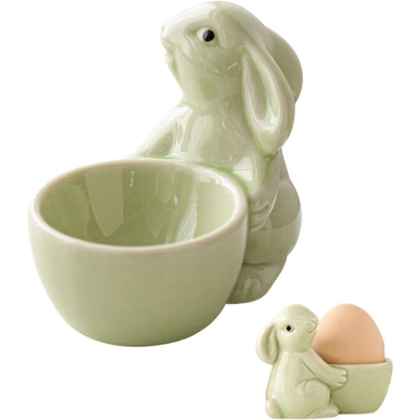 1/3 Stykker Porcelæns Æggebægre til Blødkogte eller Hårdkogte Æg, Æggebæger Børnesæt til Påske- og Forårsdekoration, Middag, Spisestue 1 Green