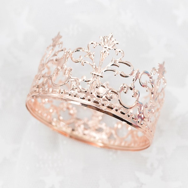 Cake Topper Realistiskt utseende metall Crown Cake Topper Royal tema baby shower dekoration S Rose Gold