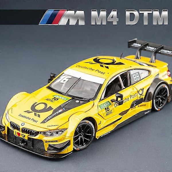 1:24 M4 GT3 Legert Sportsbil Modell Støpt Metall Leketøy Bil Kjøretøy Modell Simulering Lyd og Lys Samling Barnegave M4 DTM Yellow