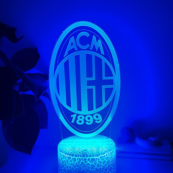 Qinwei 3D LED Illusionslampe Milan Team 16 Farver Fjernbetjening Akryl Natlys Børneværelse Dekorative Lys --- Crack Seat