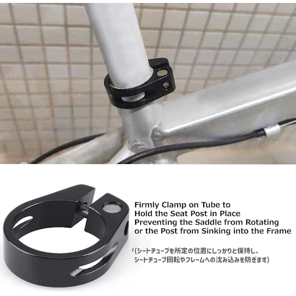 Cykelsaddelpindsklemme i aluminiumlegering med hurtigudløser til cykelsadelpindrør 28,6 mm 31,8 mm 34,9 mm (sort - 31,8 mm)