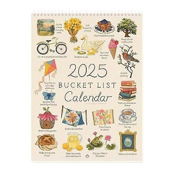 2025 Bucket List Kalender - Personlig To-Do Liste/Notat Månedskalender for Stue Hjemmedekor