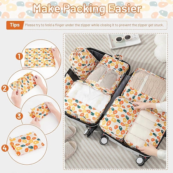 6 osaston pakkauskuutiot matkalaukkuun Achort pakkauskuutiot matkalaukkuun järjestyspussisetti Laajennettavat matkatavaroiden järjestäjät matkalaukkuun Egg7 Pack