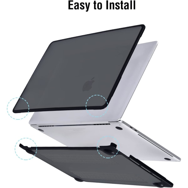 Deksel kompatibel for Macbook Air 13 tommer M1 A2337 A2179 A1932, utgitt i 2021-2018 Frosted Black