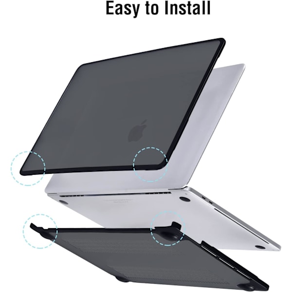 Etui kompatibel med Macbook Air 13 tommer M1 A2337 A2179 A1932, udgivet i 2021-2018 Frosted Black