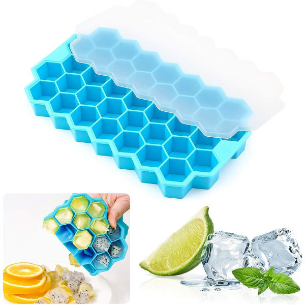 Isbitbrett med lokk 37 avlukker Food Grade Isfryser Silikon isbitmaskin til frosne drinker til hjemmebaren
