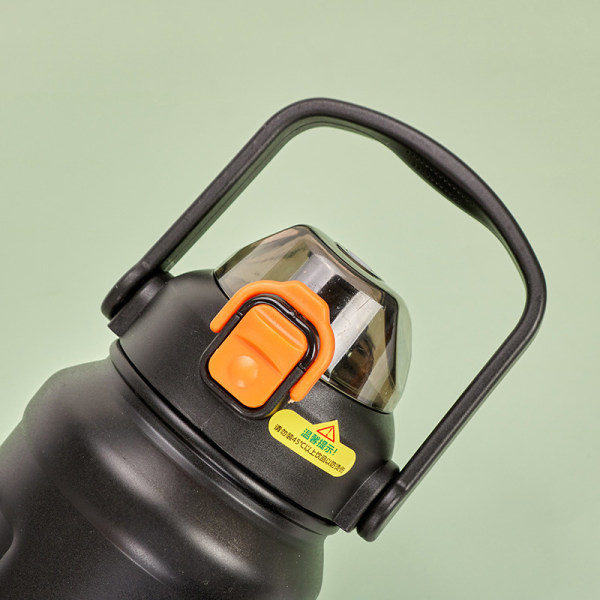 Vakuumflaske i rustfrit stål 316 Trendy bærbar stor kork Black 800ML