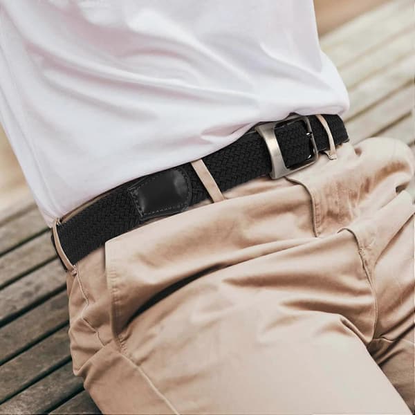 Herrebælte, elastisk elastisk herrebælte, vævet herrebælte, velegnet til herrejeans shorts bukser, afslappet bælte grey