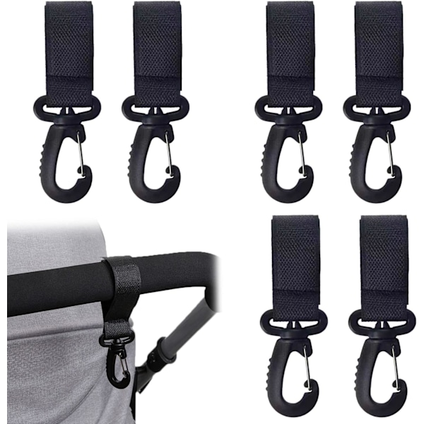 6 Pcs Buggy Clips Pram Clip for Bag, Buggy Pram Hooks for Bag Pushchair Clips Stroller Clip with Strap for Holding Mommy Handbags