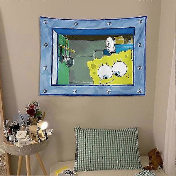 Tegneserie-vægtæppe Sjove vægtæpper Baggrund til sovesal Stue Vægdækning SpongeBob SquarePants 100x70cm