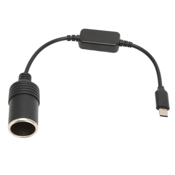 Duokon 5V USB C til 12V bil cigarettænder strømadapter, USB C cigarettænder konverter til telefoner og GPS
