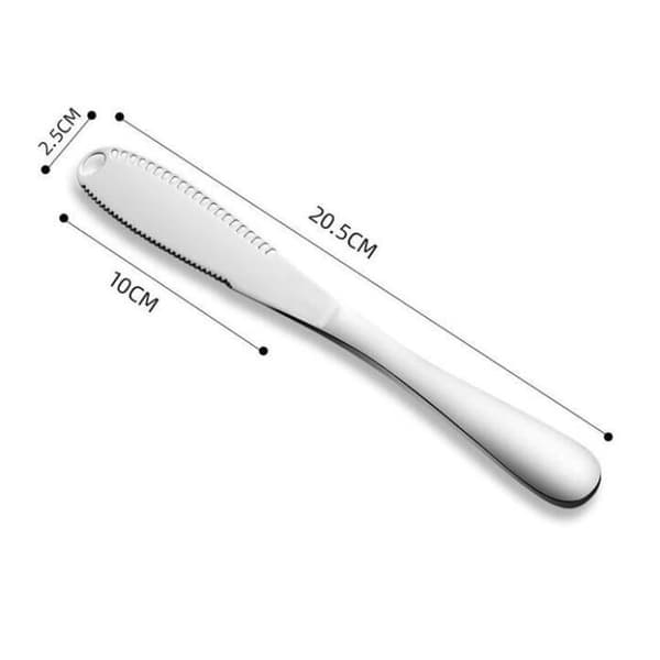 Smørkniv - 3 i 1 - Rustfritt stål - 2 deler - Rustfri - Riflet blad