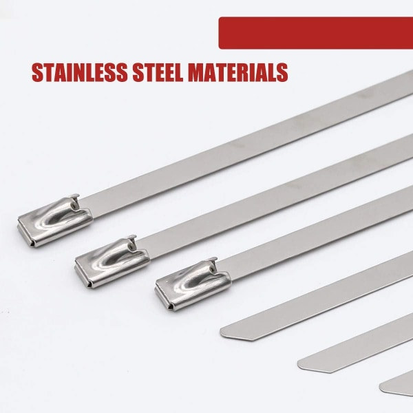 100 stk metallkabelbindere, tette rustfrie stålbånd 4,6 * 300 mm, MxtoolBox kabelbindere tunge for eksosreparasjon, kabel (300 mm)