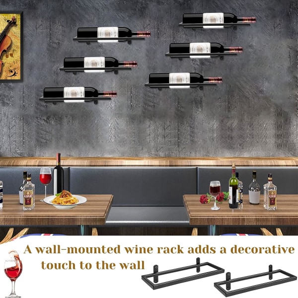 Metallveggmonterte vinstativ, hengende vinflaskevisningsholder, rødvinstativ for hjemmekjøkkens bardekor (svart 3)