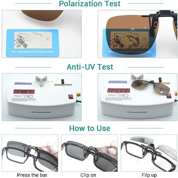 Polariserte Unisex Clip-on Flip solbriller reseptbelagte og leserammer for kjøring