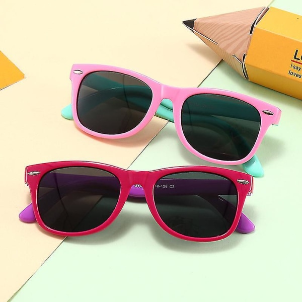 Fleksible gummipolariserte solbriller for barn til baby og barn (lilla gul)