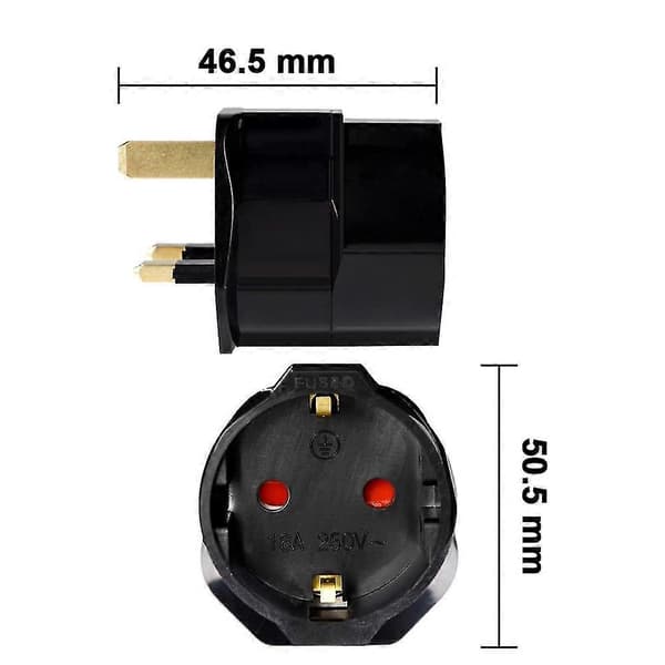 2x Rejseadapter Adapter Stik til England - Rejseadapter Strømadapter EU til UK Stik - Rejseadapter Black Red