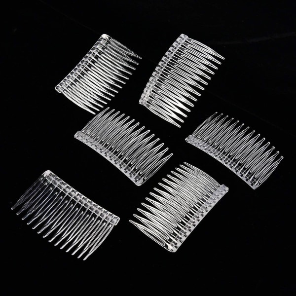 14 -tooth Curved Veil Comb Absplastic Bridal Wedding Veil Combs, Clear-10 Pieces