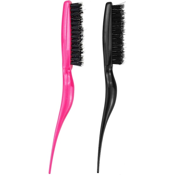 2 Pcs Hair Brush Slick Back  Back Slicking Combing Brushes for Women for Scalp Massage,Straight or Curly Hair,Black & Rose Red