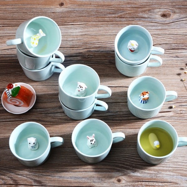 3D Djurmugg Djur Inuti Koppen Cartoon Keramisk Figur Tekopp Jul Födelsedagspresent Till Barn Kvinnor Män Kaffe Mugg 9