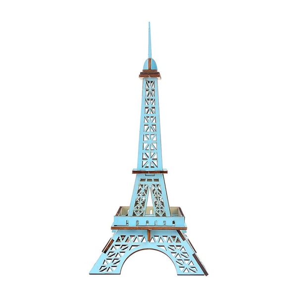 3d træ Eiffeltårnet puslespil pædagogisk tavle legetøj gør-det-selv sjov puslespil til børn børn (blå)