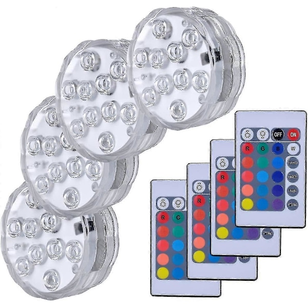 4 Styk Neddykkelige LED-lys, Vandtætte Under Vand Neddykkelige LED-lys Fk